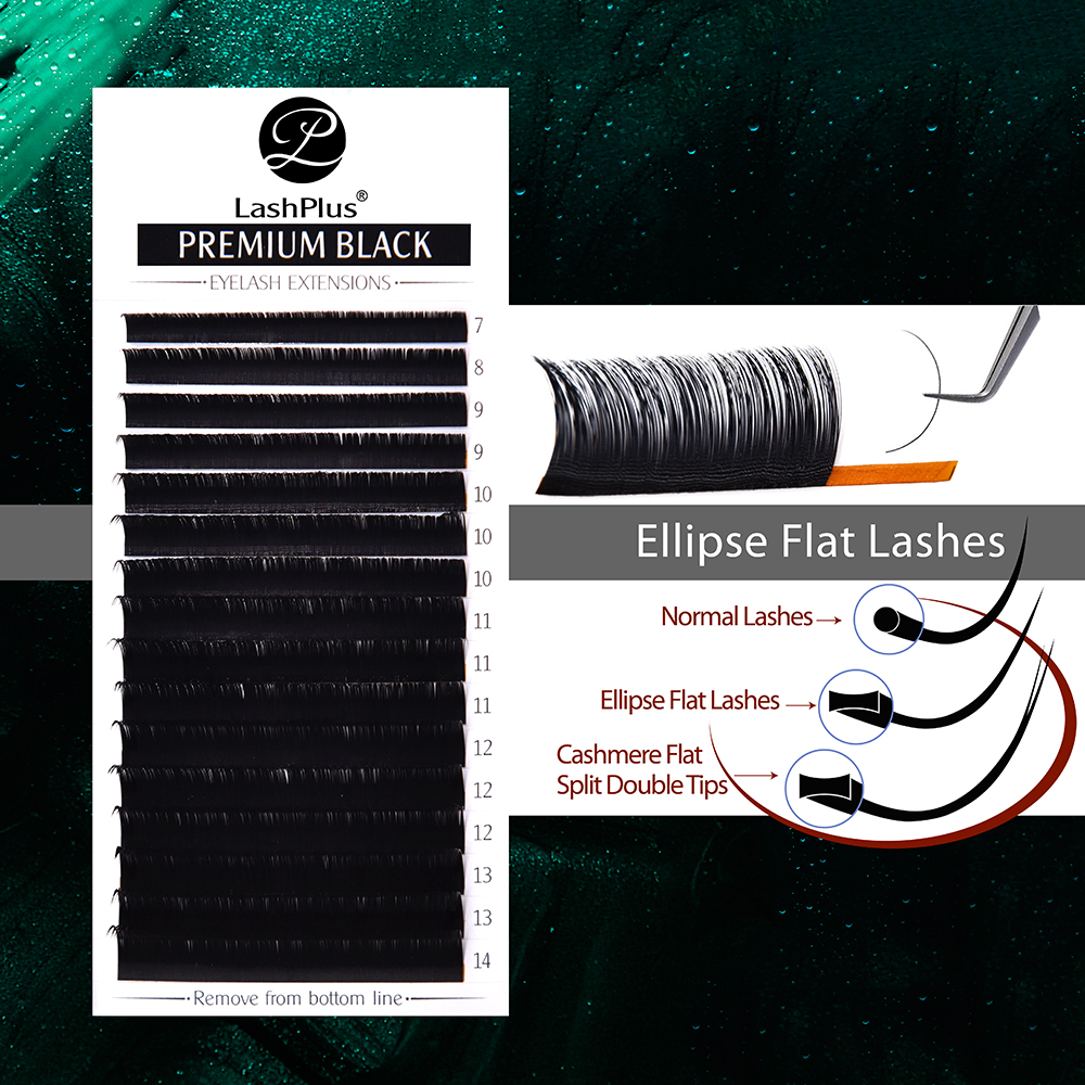 LashPlus 0.15 0.20 Ellipse Flat lash extensions two tips natural soft fluffy lash faux mink eyelash extension supplies