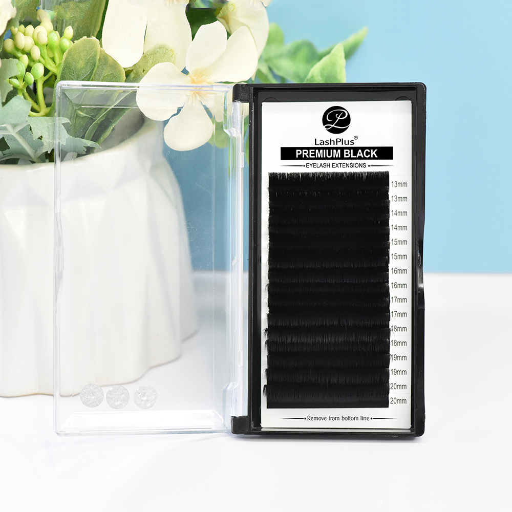LashPlus premium handmade matte black easyfan mink lash extensions auto fan bloom eyelash trays