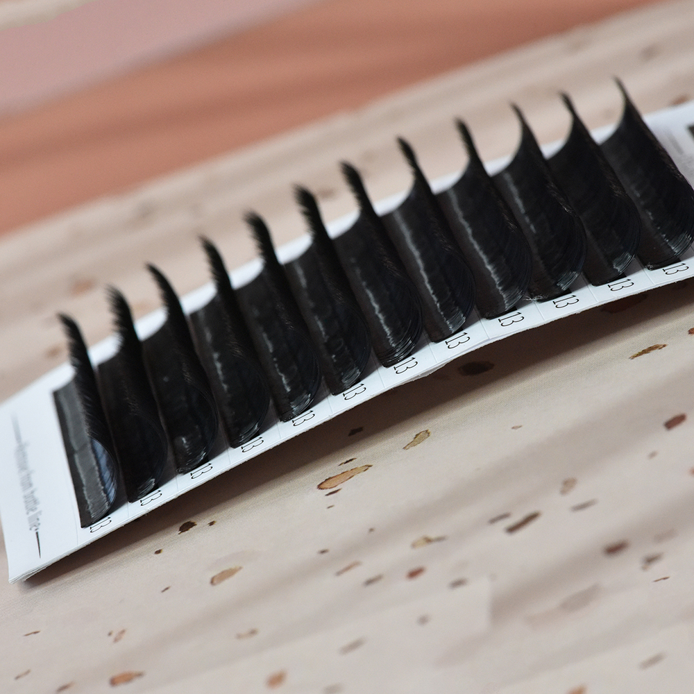 LashPlus Human Hair matte black private label wholesale eyelash extension trays easy fan lash tray volume