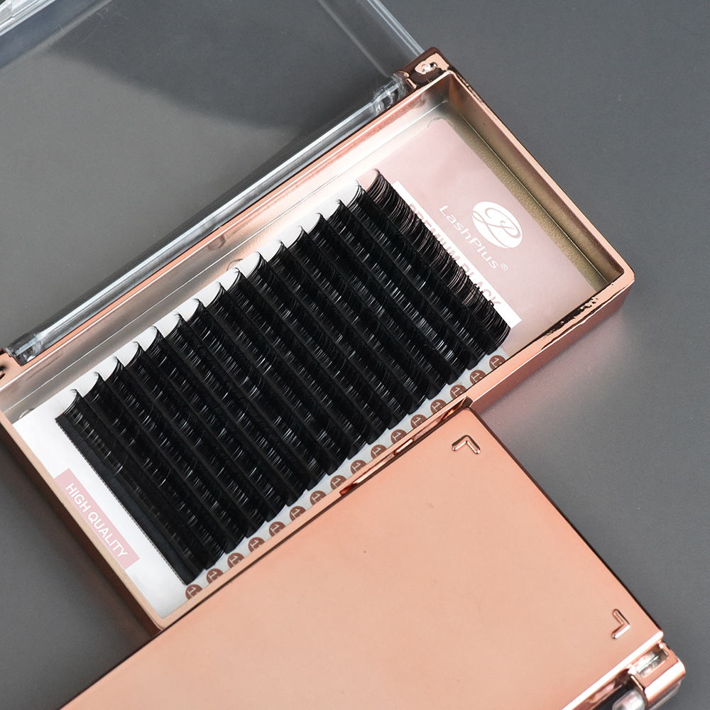 LashPlus cashmere matt flat split tip lashes extensions B C D curls no logo ellipse flat eyelash extensions ellipse flat lashes