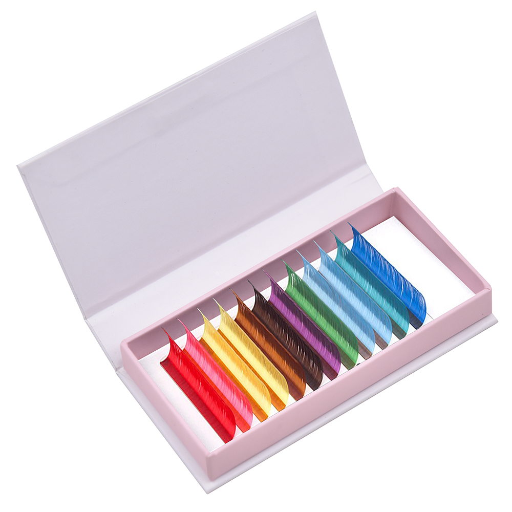 LashPlus rainbow brown Christmas color trays foil back private label 0.05 0.07 colorful lash extension supplies mix color